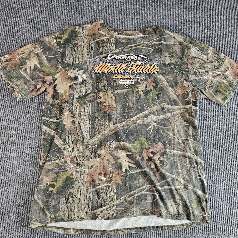 World‎ of Outlaws Shirt Mens XL Camo Green Brown Racing World Finals Can-Am Tee